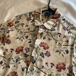 Vintage Floral Print Button Up